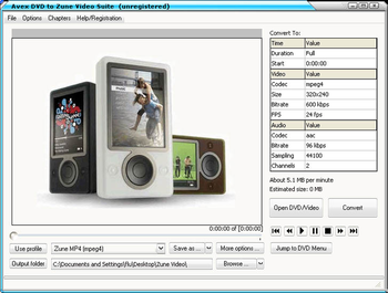 Avex DVD to Zune Video Suite screenshot 2