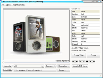 Avex Zune Video Converter screenshot 2