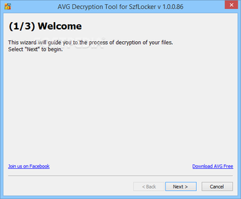 AVG Decryption Tool For SZFLocker screenshot