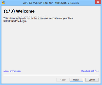AVG Decryption Tool for TeslaCrypt screenshot