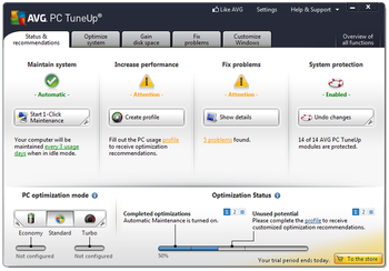 AVG PC TuneUp screenshot