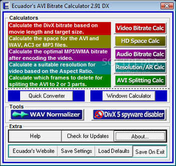 AVI Bitrate Calculator screenshot