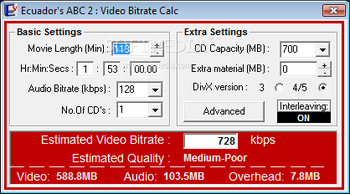 AVI Bitrate Calculator screenshot 2