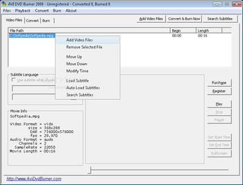 AVI DVD Burner 2008 screenshot