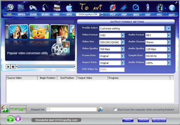 AVI MPEG FLV MOV RM WMV to AVI Converter screenshot