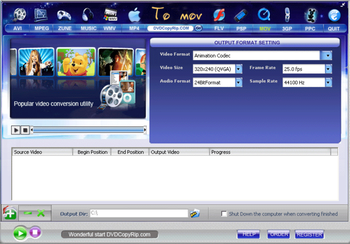 AVI MPEG FLV MOV RM WMV to MOV Converter screenshot 2