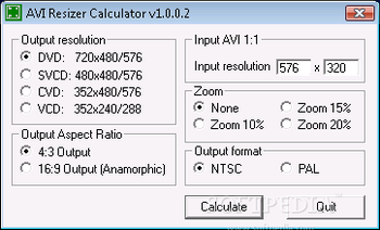 AVI Resizer Calculator screenshot