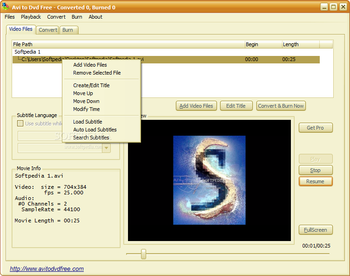 Avi To Dvd Free Converter screenshot 2