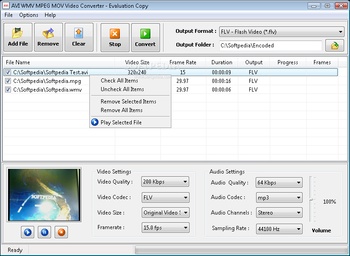 AVI WMV MPEG MOV Video Converter screenshot