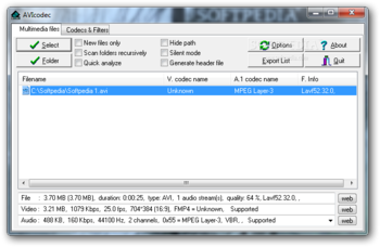 AVIcodec screenshot