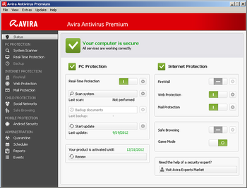 Avira Antivirus Premium 2013 screenshot