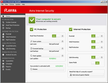 Avira Internet Security 2013 screenshot