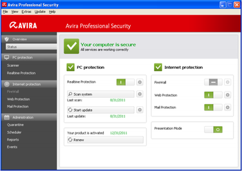 Avira Professional Security 2013 screenshot