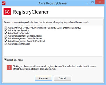 Avira Registry Cleaner screenshot