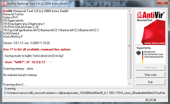 AVIRA Removal Tool screenshot