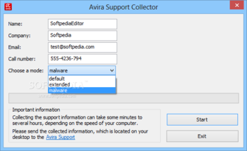 Avira Support Collector screenshot