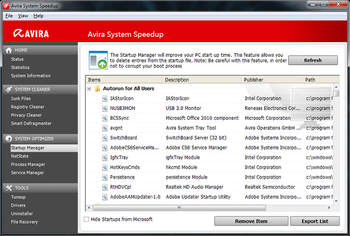 Avira System Speedup screenshot 2