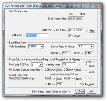 AVR Fp Calc and Timer Tool screenshot