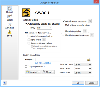 Awasu Professional Edition screenshot 15