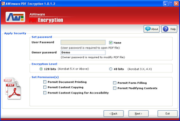 AWinware PDF Encryption screenshot