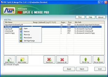 AWinware PDF Split & Merge Pro screenshot