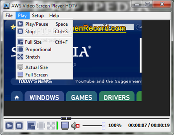 AWS Video Screen Player HDTV screenshot 2