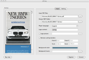 aXmag PDF to Flash Converter Mac Version screenshot