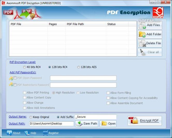 Axommsoft Pdf AES Encryption Security screenshot 3