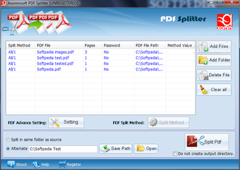 Axommsoft PDF Splitter screenshot