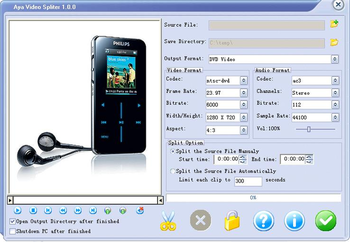 Aya AVI DVD FLV Video Splitter Cutter screenshot