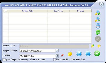 Aya iPod PSP Zune MP4 Video Converter screenshot