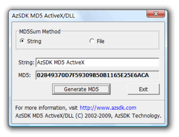 AzSDK MD5 ActiveX DLL screenshot