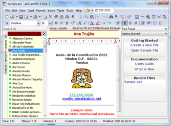 AZZ Cardfile screenshot