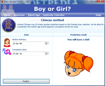 Baby Gender Predictor 2010 screenshot 2