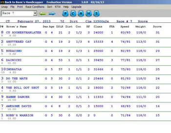 Back to Basic's Handicapper screenshot
