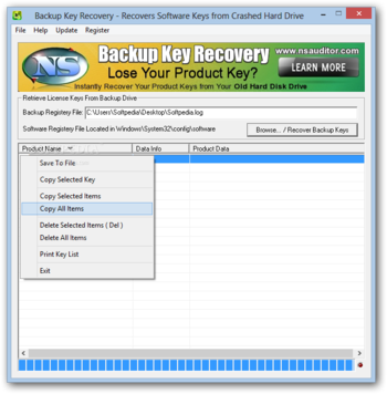 Backup Key Recovery screenshot