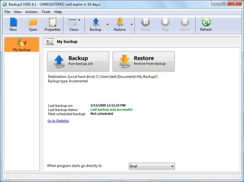 Backup to HDD screenshot