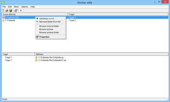 Backup utility screenshot