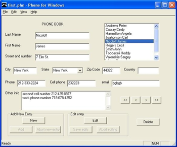 Backup2000 PhoneBook screenshot