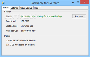 Backupery for Evernote screenshot