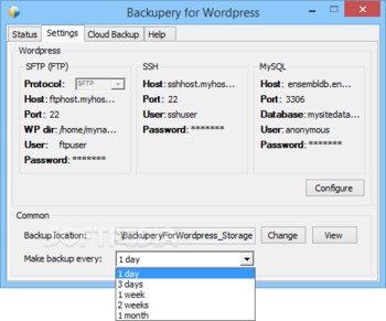 Backupery for Wordpress screenshot 2