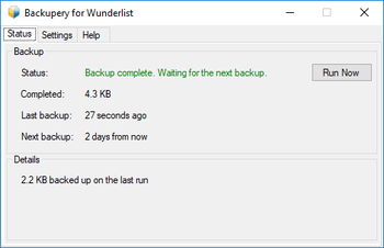 Backupery for Wunderlist screenshot