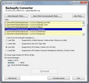 Backupify Converter screenshot