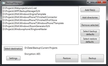 BackupManager screenshot