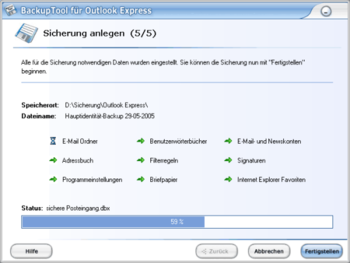 BackupTool for Outlook Express screenshot 2