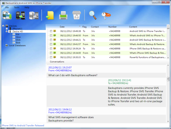 Backuptrans Android SMS to iPhone Transfer screenshot