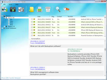 Backuptrans Android SMS Transfer screenshot