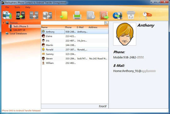 Backuptrans iPhone Contacts to Android Transfer screenshot