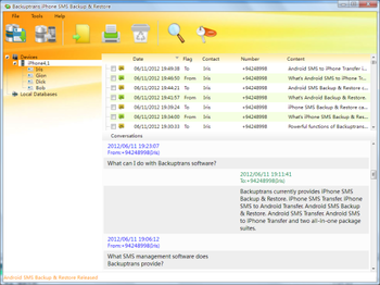 Backuptrans iPhone SMS Backup & Restore screenshot