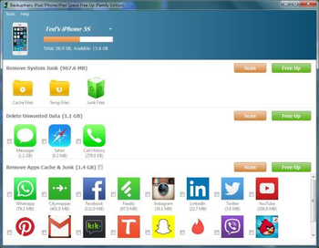 Backuptrans iPod iPhone iPad Space Free Up screenshot